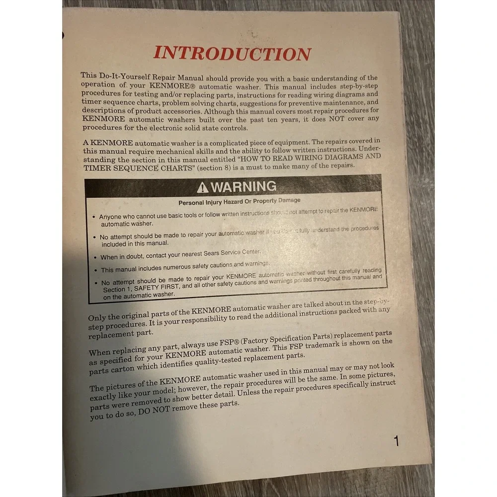 Sears Kenmore Automatic Washing Repair Manuel Do-it-yourself Booklet
